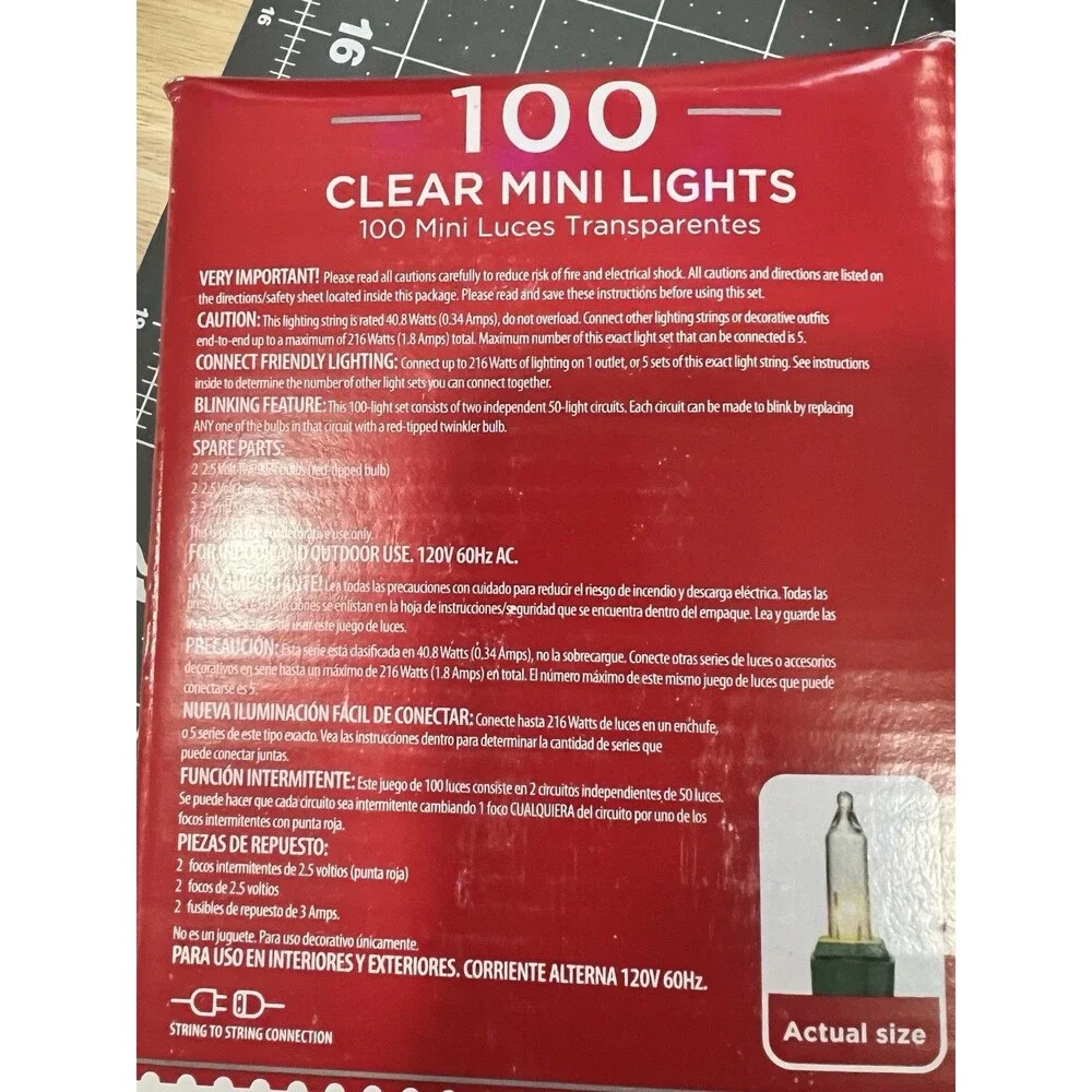 2 100 Clear Mini Xmas Lights Green Wire Christmas Weddings 23 Feet In Outdoor